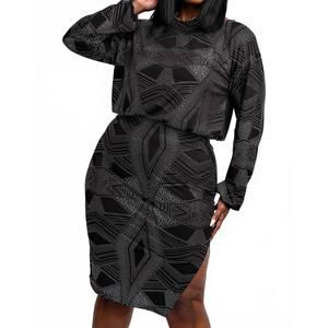 NEW THE CURVE LA plus size metallic long sleeve top and knee skirt set in silver